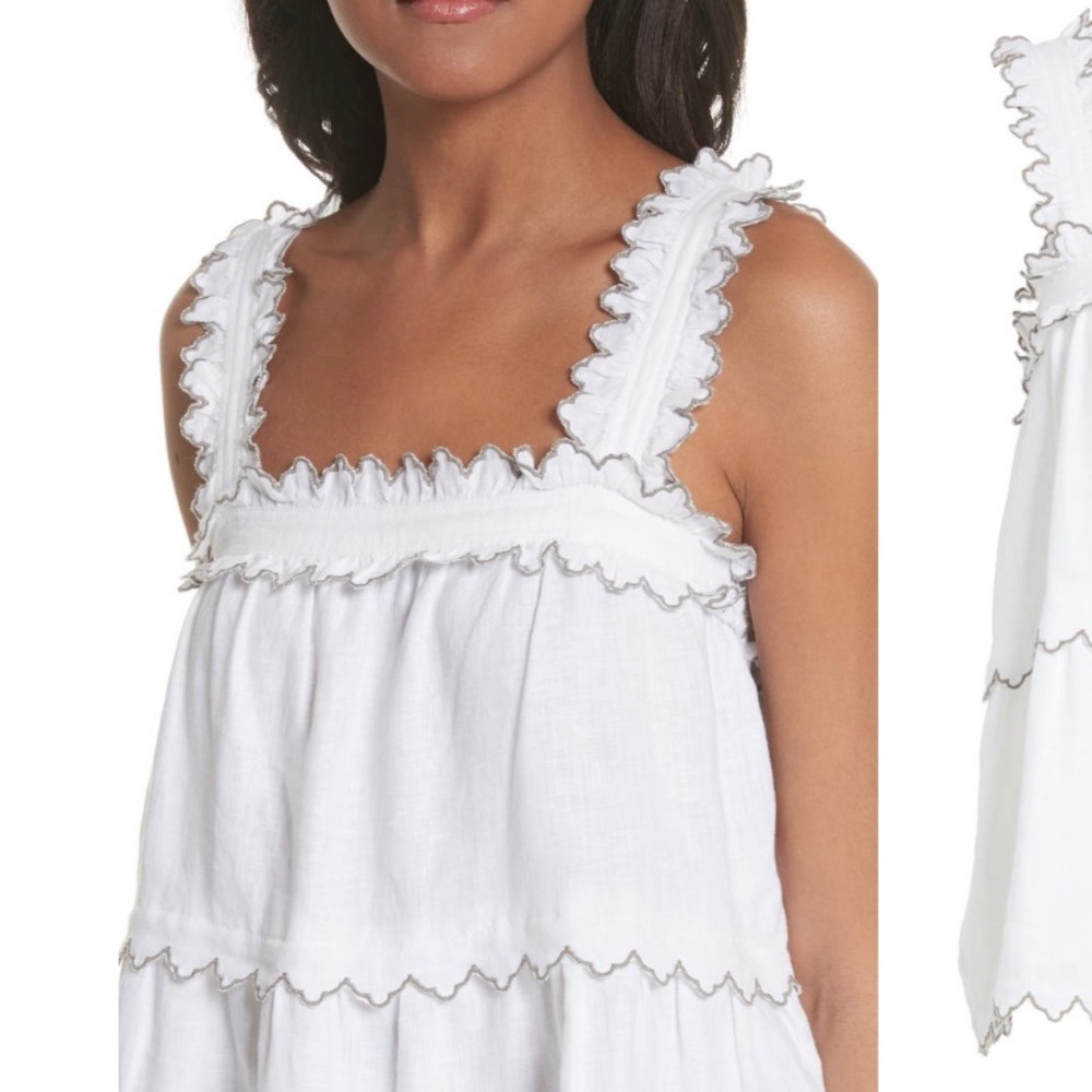 Rebecca Taylor La Vie Linen Ruffle Tank